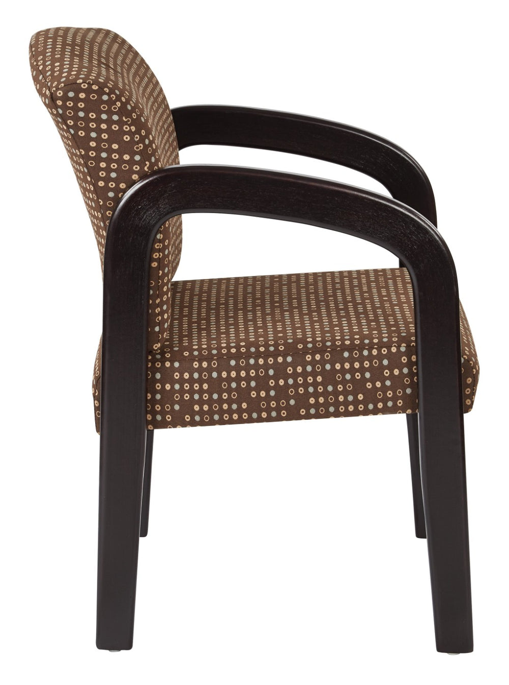 OSP Home Furnishings Espresso Wood Visitor Chair with Padded Seat Lumbar Support for Office or Lobby Use WD388-K104