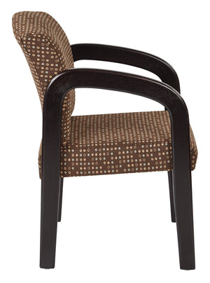 OSP Home Furnishings Espresso Wood Visitor Chair with Padded Seat Lumbar Support for Office or Lobby Use WD388-K104