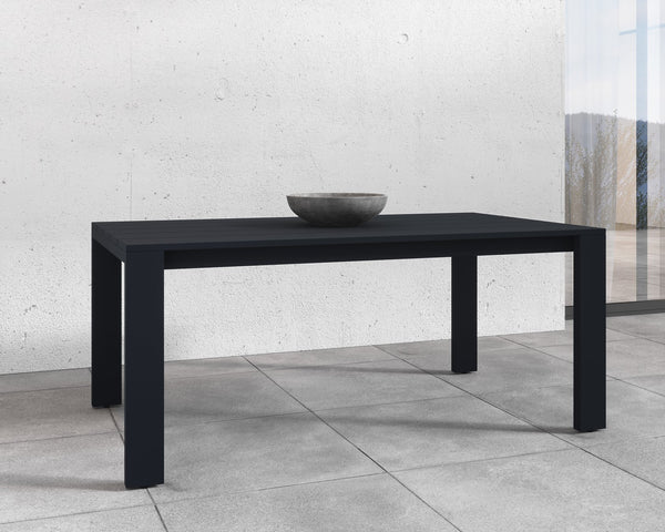 Sunpan Lucerne Modern Square Dining Table - Stylish Sterling Black Aluminum for Outdoor Elegance 70W x 40D x 30H