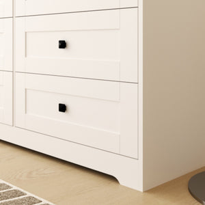 English Elm Chest Of Drawers - 6-Drawer Ancient White Farmhouse Storage Solution For Stylish Clutter Control W2139P241086