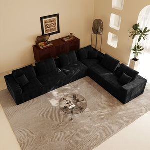 English Elm 141.73*106.30"modular Six Piece Corduroy Sectional Sofa No Assembly Plush Living Room Seating W3819S00142