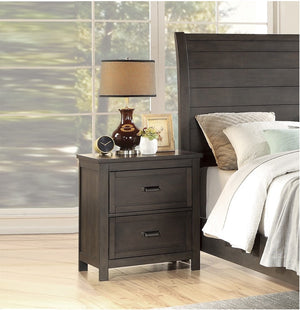 English Elm Transitional Hebron Nightstand Dark Cherry Finish with 2 Drawers, Birch Veneer Grain & Bronze Cup Handles B011P317223