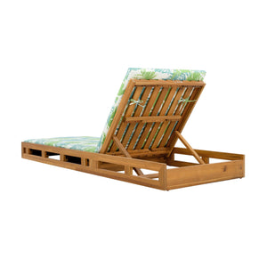 English Elm Christopher Knight Home® - Lounge Chaise Lounge Set - Acacia Wood With Water-Resistant Cushions, 4-Position Recline & Tropical Style N770P272405T_N770P253018L