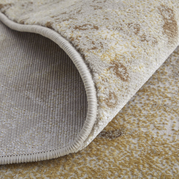 Feizy Rugs Waldor Modern Abstract Distressed Rug - Elegant High-low Pile Design In Gold, Ivory, And Gray Hues Brown,Tan,Ivory Polypropylene,Polyester 73539ncfivygldh13