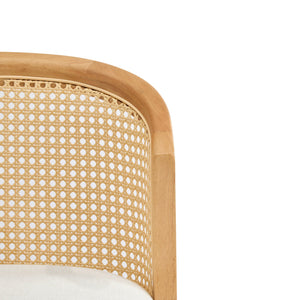 English Elm Christopher Knight Home® - Tatti Plush Padded Counter Stool Set of 2 with Rattan-Accented Curved Back and Wood Frame, Cozy Beige,Natural N775P271407N