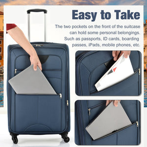 English Elm Softside Expandable Spinner Luggage Set with Tsa Lock Duffel Polyester Travel Dark Blue N732P201004M