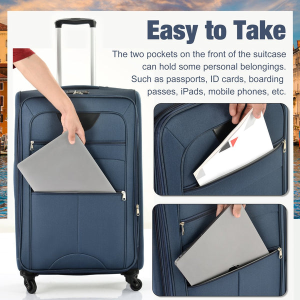 English Elm Softside Expandable Spinner Luggage Set with Tsa Lock Duffel Polyester Travel Dark Blue N732P201004M
