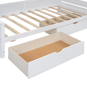 English Elm Twin Size Wooden Daybed With Storage Drawers, Cabinet & Shelf – Stylish Space-Saving Solution! N820S00015K-GIGA