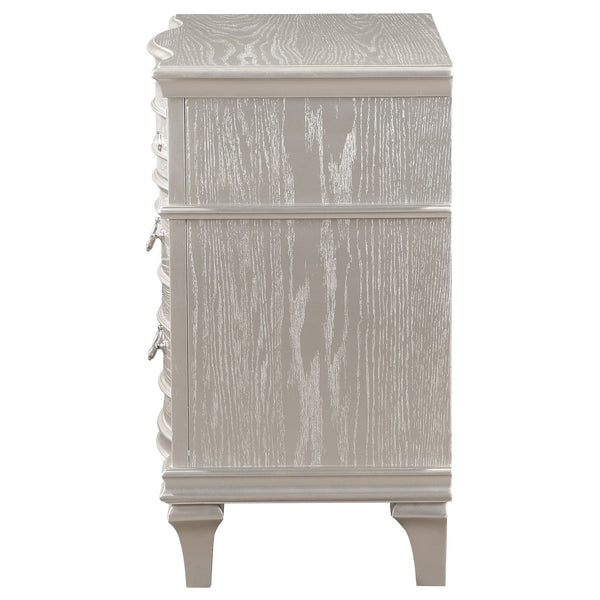 English Elm Evangeline Silver Oak 3-Drawer Nightstand with Hexagonal Hardware, Turned Tapered Legs, Modern Elegance B062P344978