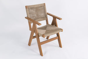 English Elm Lounge Teak Color Outdoor Chair - All-Weather Comfort, Stylish Design, Easy Storage & Quick Assembly W2085P364104