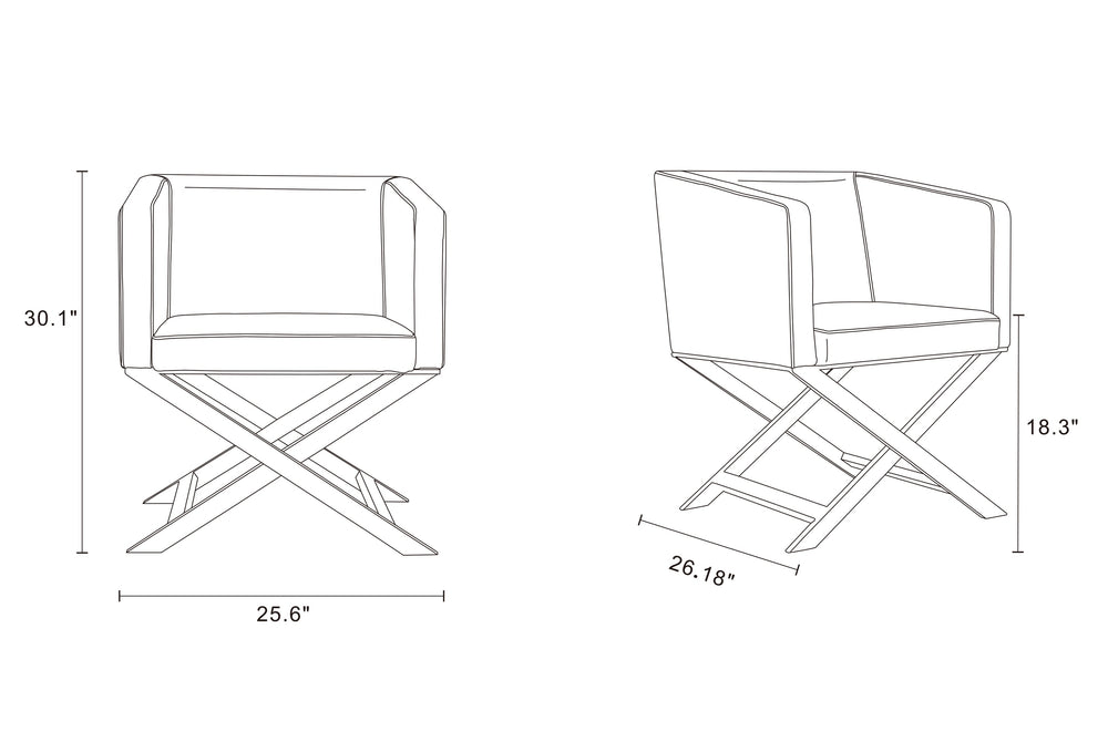 English Elm Hollywood Vegan Leather Accent Armchair with Polished Chrome X-Base, High-Density Padding, 300lb Capacity Orange B365P398417