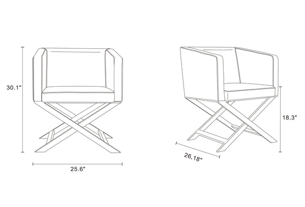 English Elm Hollywood Vegan Leather Accent Armchair with Polished Chrome X-Base, High-Density Padding, 300lb Capacity Orange B365P398417