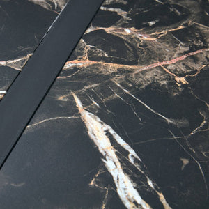 English Elm Table Modern Black Marble Mdf Dining Set With 4 Comfortable Pu Chairs - Stylish, Durable & Easy Care W1151S03404-GIGA