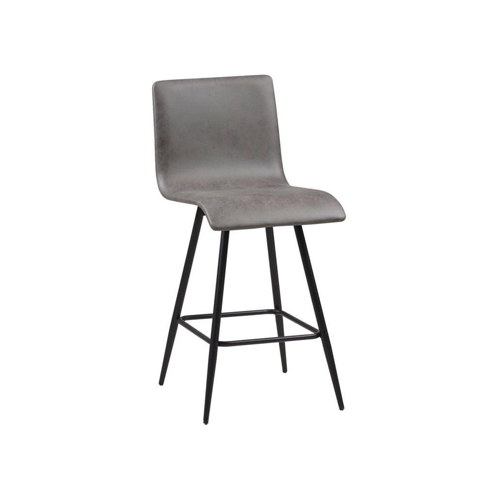 JLA Home INK+IVY - Faux Grey Leather Swivel Counter Stool with Matte Black Base, Padded Contour Seat & 360° Rotation II104-0481