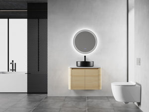 English Elm 30'' Wall-Mounted Bathroom Vanity With Ceramic Art Sink, Soft-Close Doors & Space-Saving Design W999S00463