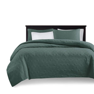 English Elm 3 Reversible Quilt Set Full/Queen with Pre-Washed Cotton Filling, Patterned Quilting, Anti-Microbial Care Green 17.72 L x 15.35 W x 8.66 H B035P266674
