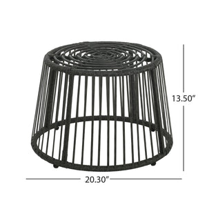 English Elm Christopher Knight Home® - ELAINE Wicker High Back Chair & Cage Side Table Set in Grey — PE Rattan, Water-Resistant Cushions, Retro Papasan Base (2-Piece) N775P188543G