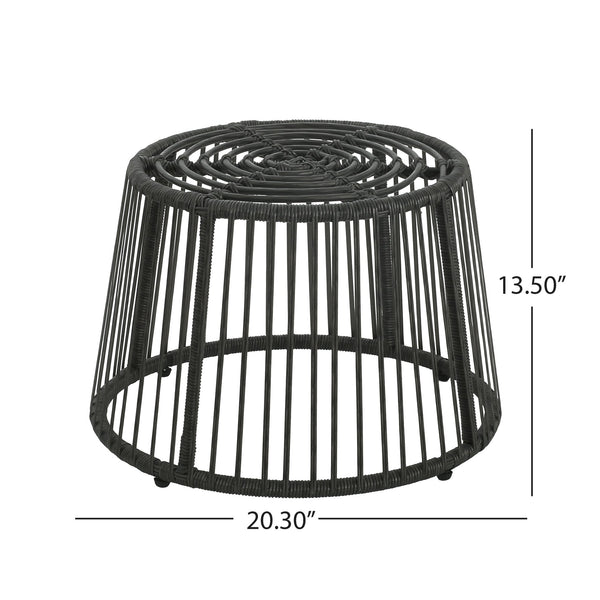 English Elm Christopher Knight Home® - ELAINE Wicker High Back Chair & Cage Side Table Set in Grey — PE Rattan, Water-Resistant Cushions, Retro Papasan Base (2-Piece) N775P188543G