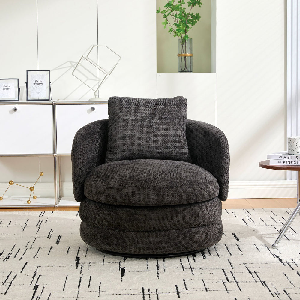 English Elm 30"w Chenille Barrel Swivel Accent Chair Cozy Cocoon Seat for Living Room Lounge W3118P384514