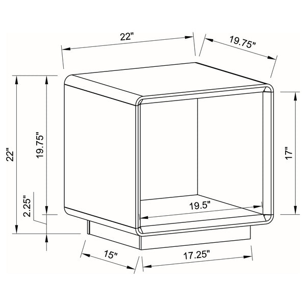 English Elm Fletcher High Gloss Lacquer End Table Open Shelf Modern Living Room Side Accent B062P447998