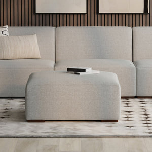 English Elm Rex Modular Ottoman Upholstered in Recycled Performance Fabric for Modern Living Rooms B136P436949