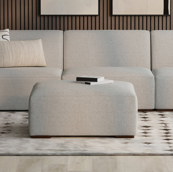 English Elm Rex Modular Ottoman Upholstered in Recycled Performance Fabric for Modern Living Rooms B136P436949