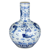 South Sea Blue & White Long Neck Vase