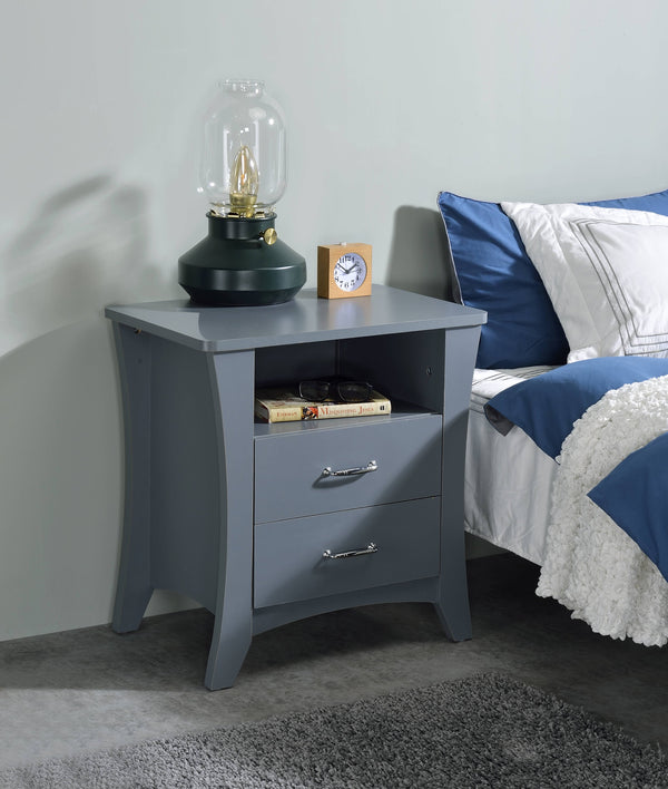 English Elm Colt Gray Finish Accent Table with 2 Drawers & Open Shelf, Tapered Legs, Wooden Case-Frame, 40lb Top B2726P272978