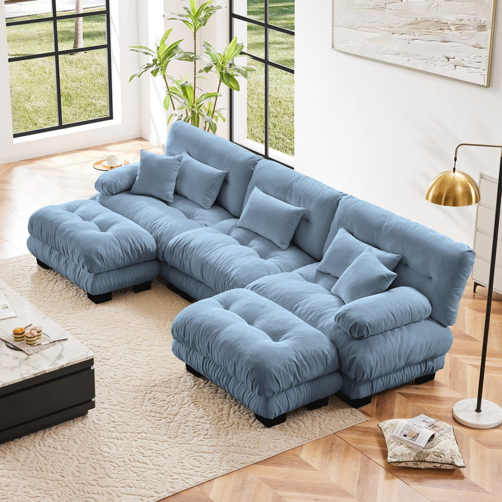 English Elm Luxury Modular Sectional Sofa - Oversized U-Shaped Cloud Couch With Ottomans For Stylish Living Rooms W714S01084