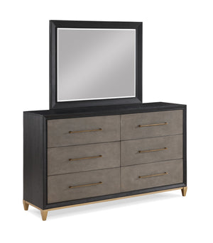 English Elm 1pc Modern Geometric Chest of Drawers with High-Gloss Finish, Sleek Hardware, Spacious Storage and Style Brown 69.13 L x 20.88 W x 40 H B2741P325733