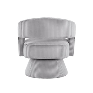 English Elm Modern Corduroy Swivel Accent Chair with Plush Textured Upholstery, 360° Rotation, Minimalist Elegance Gray 27.75 L x 26.5 W x 19.75 H B011P256232