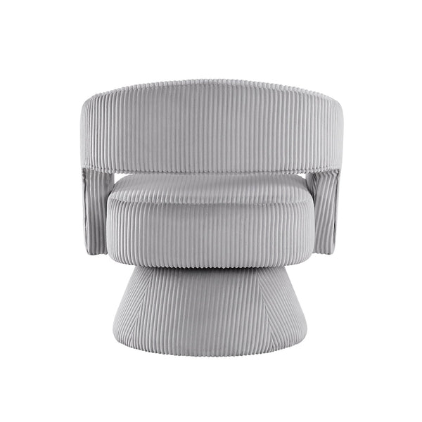 English Elm Modern Corduroy Swivel Accent Chair with Plush Textured Upholstery, 360° Rotation, Minimalist Elegance Gray 27.75 L x 26.5 W x 19.75 H B011P256232