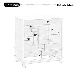 English Elm [video] 30 Inch Freestanding Bathroom Vanity White Mdf Pine Legs Ceramic Sink Soft Close N759P394441N