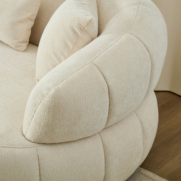 English Elm 102.36 Inch Curved Boucle Sectional Sofa Four Seat Mid Century Modern Living Room Beige W2582S00189