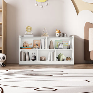 English Elm Wooden Five Cube Open Organizer Low Profile Montessori Bookshelf for Playroom or Nursery White T3210P476850