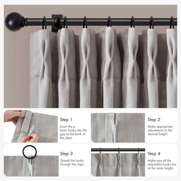 English Elm 2-piece Pinch Pleat Poly Linen Curtain Panels Tailored Formal Drape for Any Room Grey B035P482986
