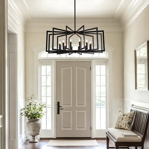 English Elm 12light Tiered Lantern Chandelier Matte Black Metal Industrial Farmhouse Foyer Fixture W5008P465323