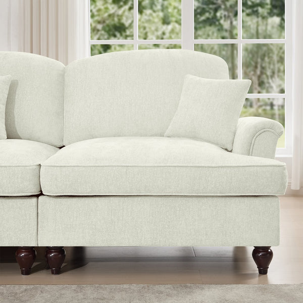 English Elm Elegant Mid Century Chenille Two-Seater Sofa With Flared Arms, Ruffled Skirts & Spindle Legs W3041S00230