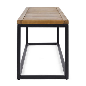 English Elm Christopher Knight Home® - JECO Industrial Wood and Metal Bench with Acacia Wood Seat and Black Iron Frame, Handcrafted Durable Finish Teak 62622.00WTCBLK