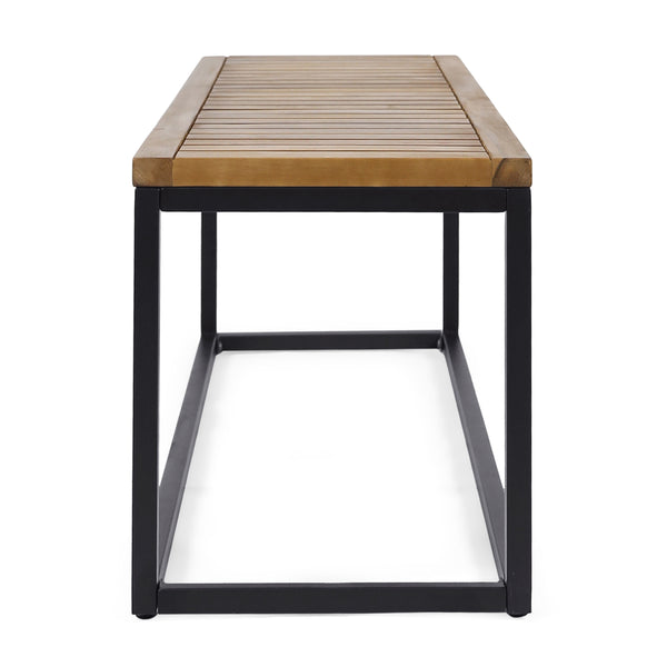 English Elm Christopher Knight Home® - JECO Industrial Wood and Metal Bench with Acacia Wood Seat and Black Iron Frame, Handcrafted Durable Finish Teak 62622.00WTCBLK