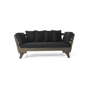 English Elm Christopher Knight Home® - OTTAVIO Acacia Outdoor Sofa Daybed Convertible Expandable with Water-Resistant Cushions, Grey Patio Luxury 63454.00BLK