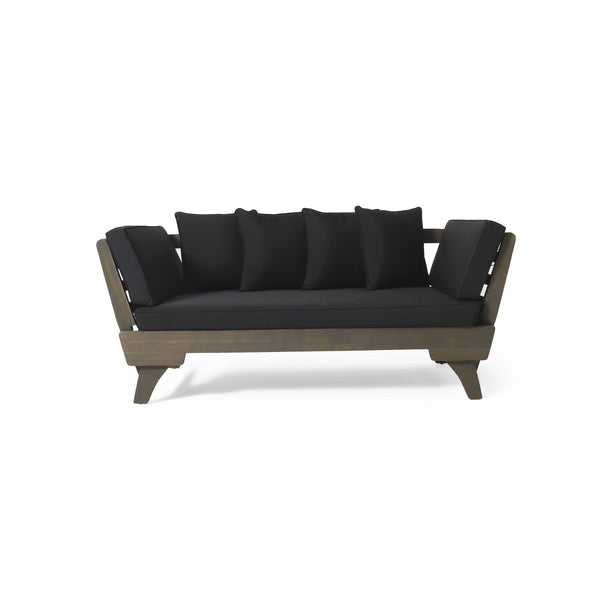 English Elm Christopher Knight Home® - OTTAVIO Acacia Outdoor Sofa Daybed Convertible Expandable with Water-Resistant Cushions, Grey Patio Luxury 63454.00BLK