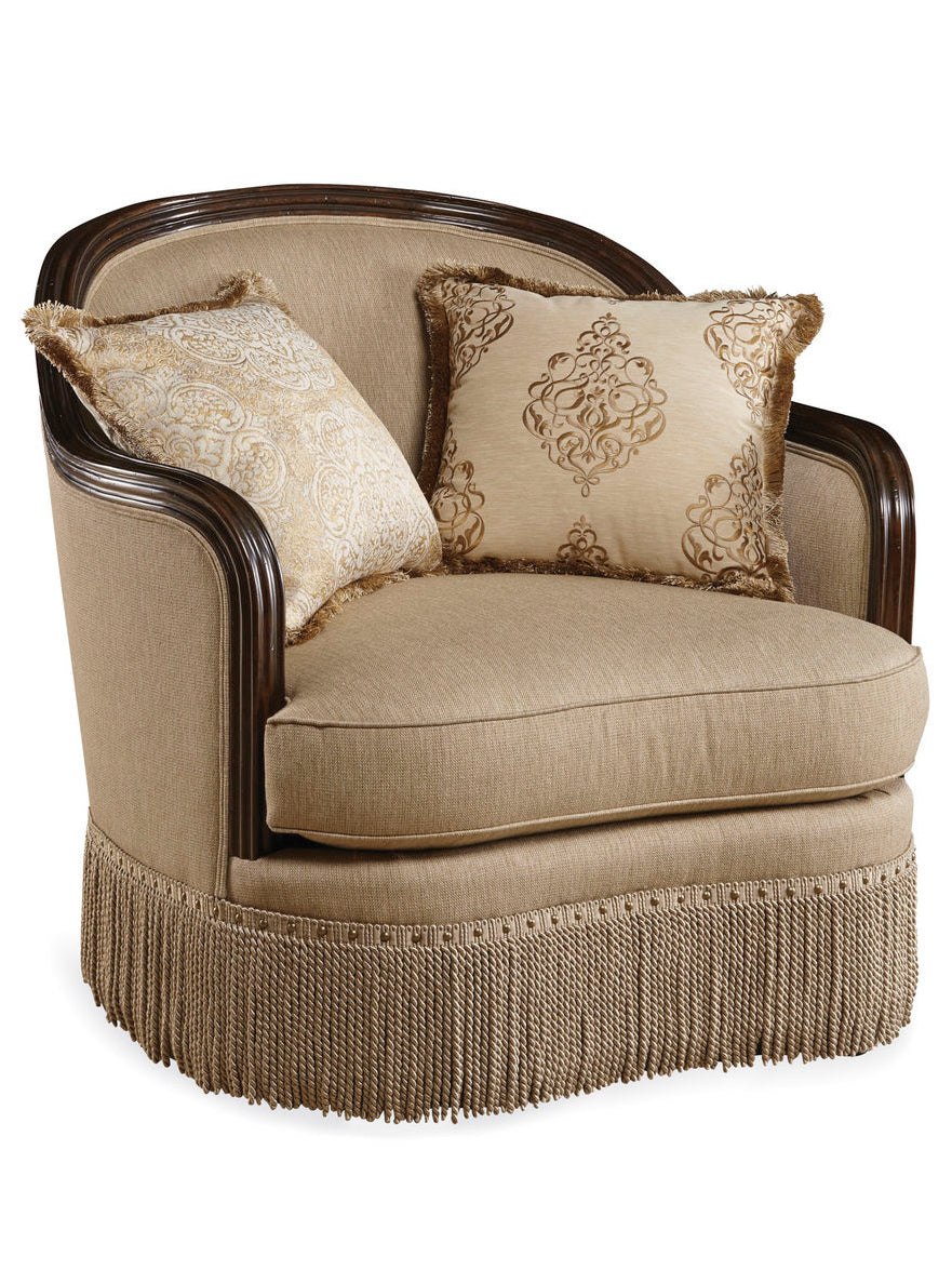A.R.T. Furniture Giovanna Golden Quartz Chair - Luxurious European-inspired Design With Down-blend Pillows & Trim Brown, Beige Material, Fabric 509503-5327ab