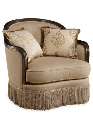 A.R.T. Furniture Giovanna Golden Quartz Chair - Luxurious European-inspired Design With Down-blend Pillows & Trim Brown, Beige Material, Fabric 509503-5327ab