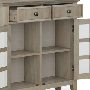 English Elm Acadian Entryway Storage Cabinet - Rustic Distressed Grey With Adjustable Shelves & Versatile Design B136P158294