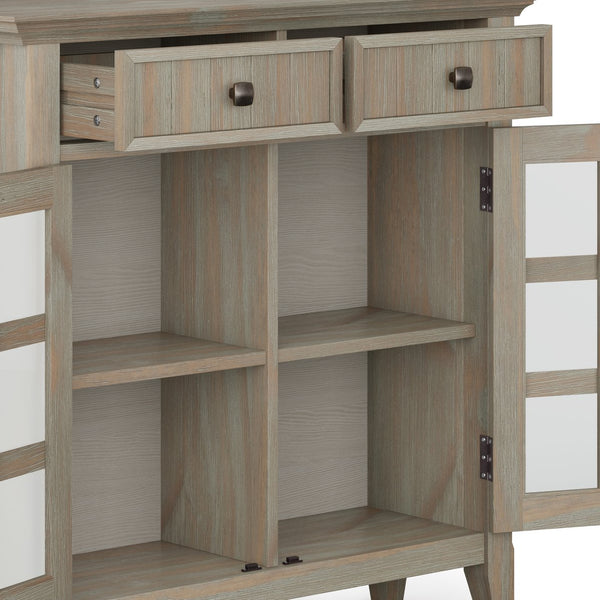 English Elm Acadian Entryway Storage Cabinet - Rustic Distressed Grey With Adjustable Shelves & Versatile Design B136P158294
