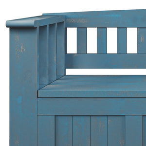 English Elm Acadian Handcrafted Entryway Storage Bench with Lift-Top Seating, Solid Wood, Transitional Design Blue B136P158260