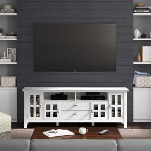 English Elm Artisan 72" White Tv Media Stand – Handcrafted Solid Wood With Modern Storage & Cable Management Solutions B136P158428