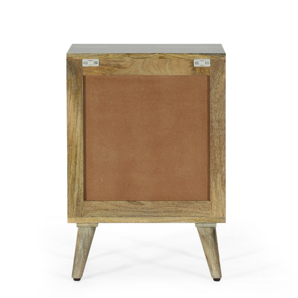 English Elm Christopher Knight Home® - 3 Mango Wood 3-Drawer Bedside Nightstand with Carved Geometric Texture, Boho Handcrafted Accent 71753.00