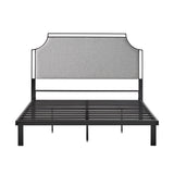 Walker Edison - Traditional Upholstered Metal Queen Bedframe – Grey